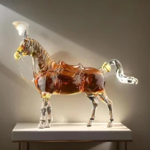 Horse Shaped Glass Decanter Unique Whiskey & Wine Liquor Bottle for Home Bar Decor Spirit Vessel for Cocktail, Beer, Party Gifts