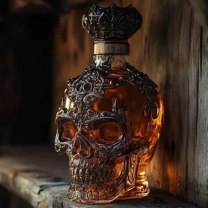Whiskey Bottle Skull Decor Alcohol Dispenser Skeleton Whiskey Wine Bottle Sculpture for Bourbon Vodka Brandy Wedding Party