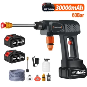 Electric High Pressure Water Gun 60Bar Car Wash Gun Washer Portable Wireless High Pressure Cleaner With Battery Car Cleaning Kit